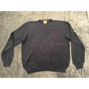 Vintage Furst Of A Kind‎ Mens Navy Blue Crew Neck Sweater with Pony Logo & Stars